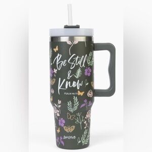 Floral Tumbler with Inspirational Quote -40 oz- NEW in box